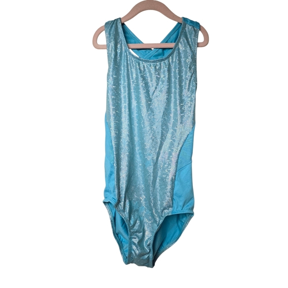 More Than Magic Blue Mermaid Criss Cross Strap One Piece Girls Swimsuit XL